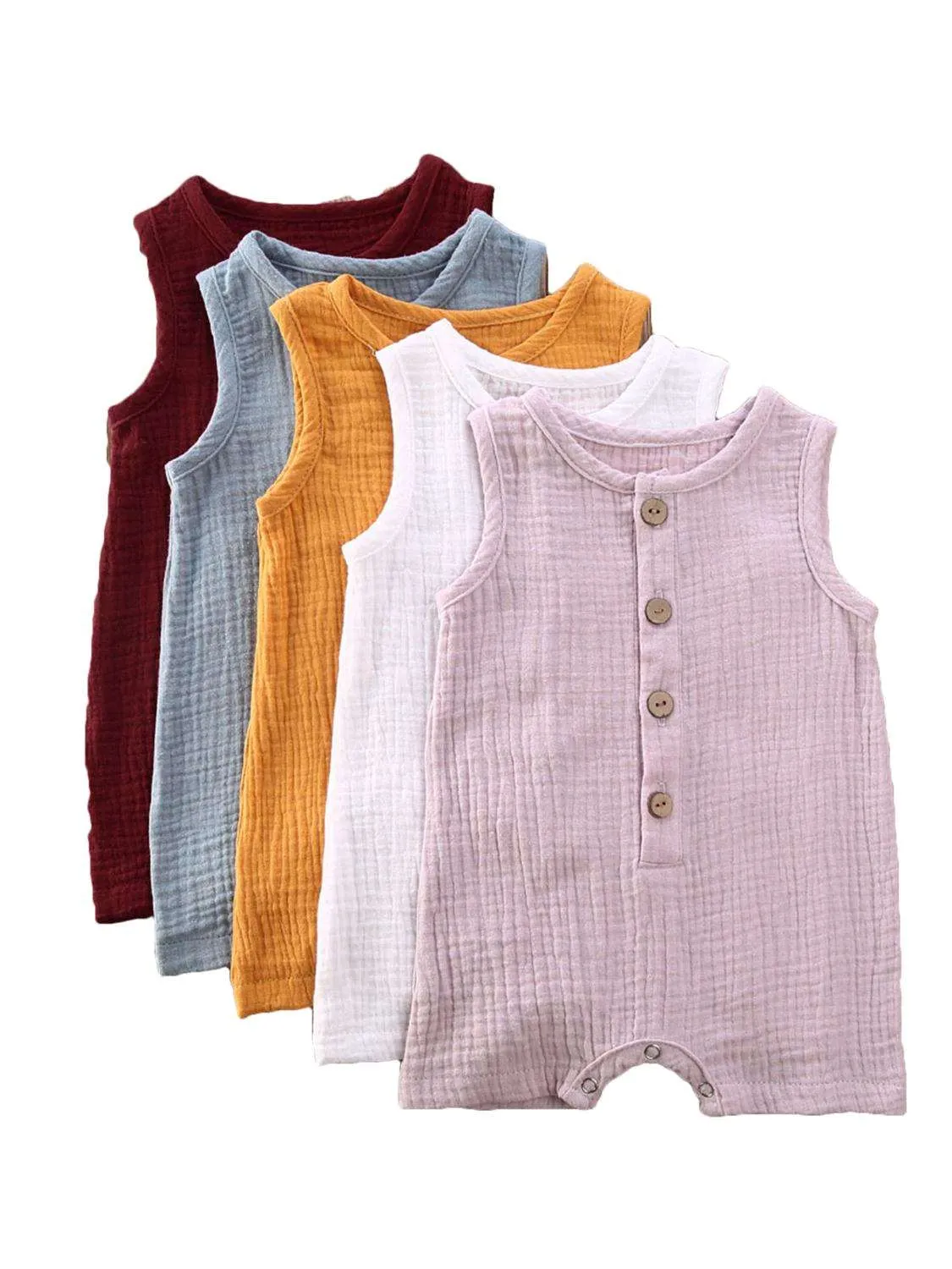 0-24M Summer Solid Rompers Newborn Infant Baby Girl Boy Outf