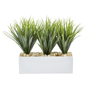 12" Artificial Vanilla Grass in Rectangular Planter - Low Maintenance, Life-Like & Vibrant Silk Plants For Busy People.