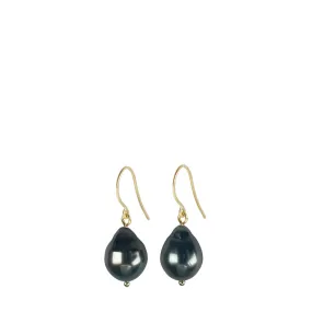 18K Gold Tahitian Pearl Drop Earrings