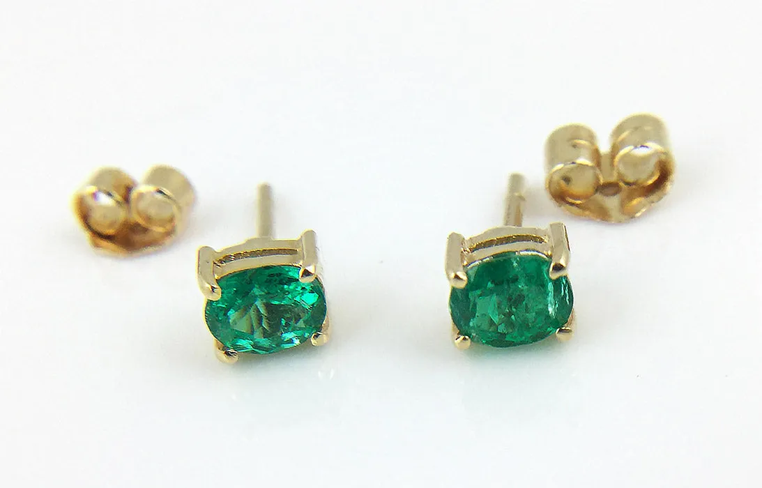 18K YELLOW GOLD EMERALD EARRINGS