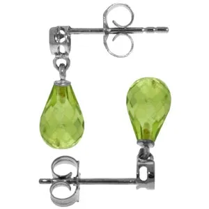 2.73 Carat 14K Solid White Gold Earrings Diamond Peridot