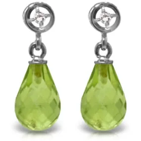 2.73 Carat 14K Solid White Gold Earrings Diamond Peridot