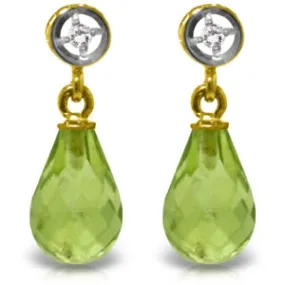 2.73 Carat 14K Solid Yellow Gold Breakthrough Peridot Diamond Earrings