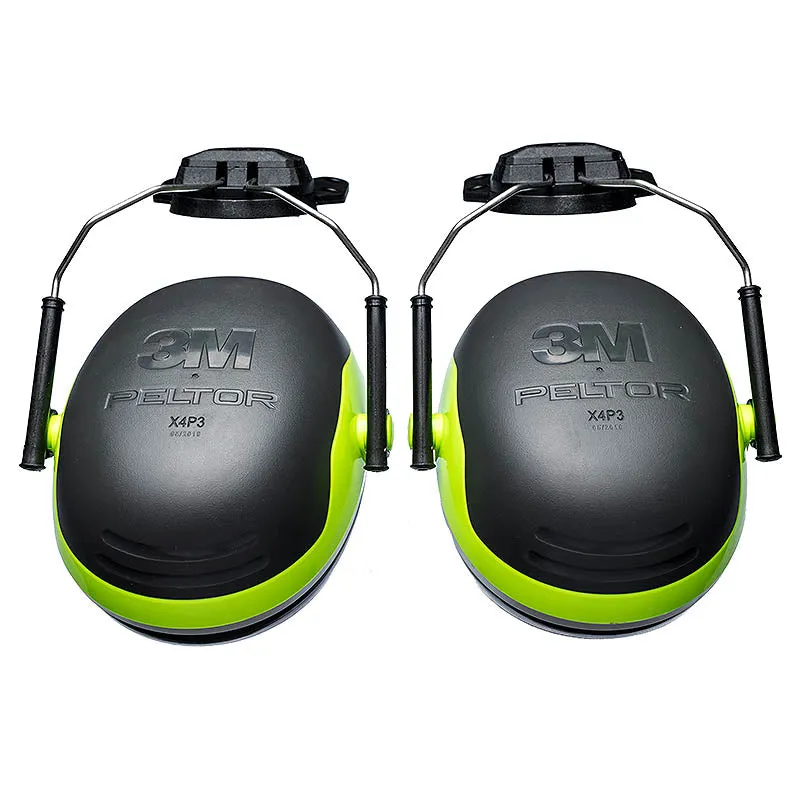 3M PELTOR X4P3E Cap Mounted Earmuffs - Safety Green