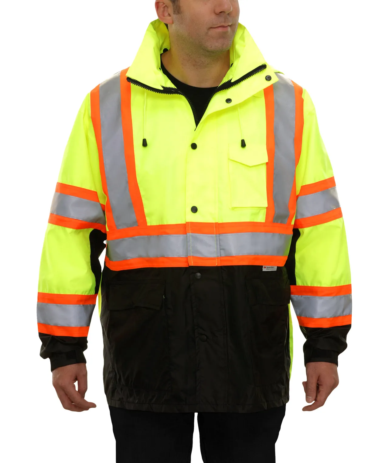 431CSLB Safety DOT Jacket: Hi-Vis Parka Coat: Breathable Waterproof Hooded