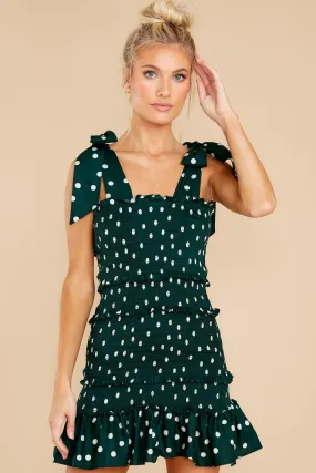 A Whole Heartful Forest Green Polka Dot Dress