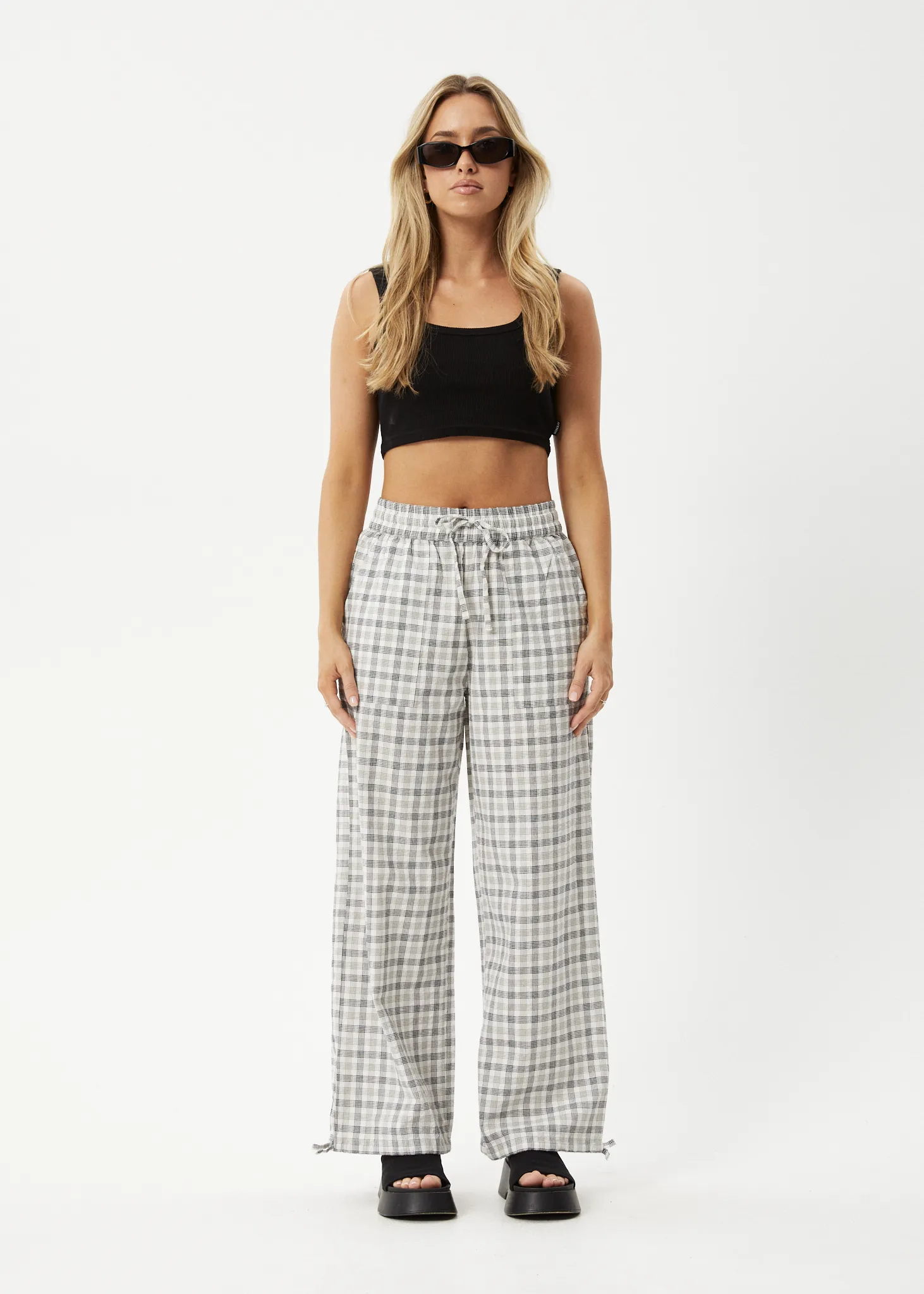 AFENDS Womens Leo - Wide Leg Pants - Black / White