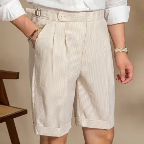 Aidase Seersucker Short Pant Ropa Hombre Casual Club Suit Short Men Short Men Pantalones Homme Summer Thin High Waist Shorts British