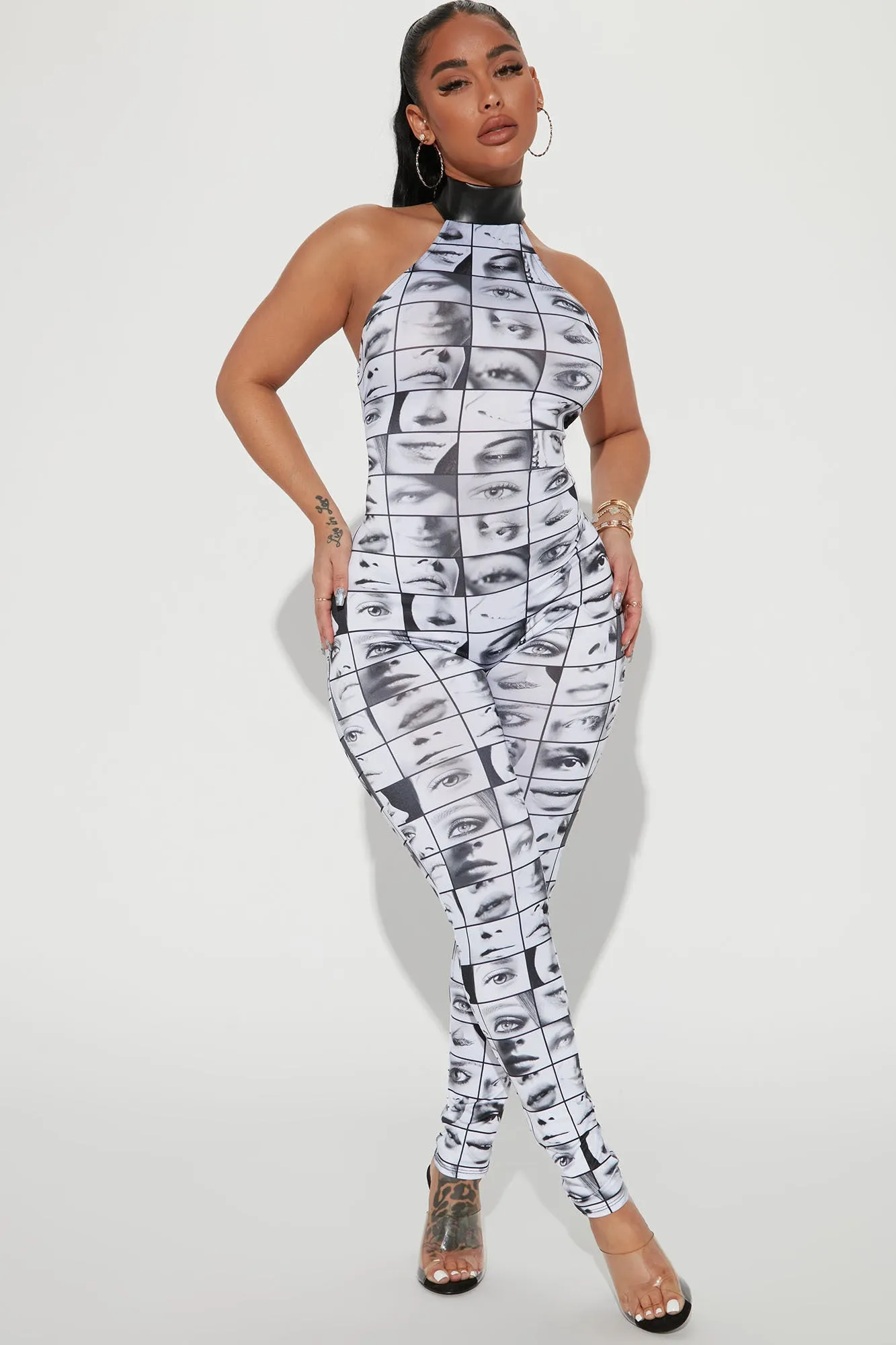 All Eyes On Me Jumpsuit - White/Black