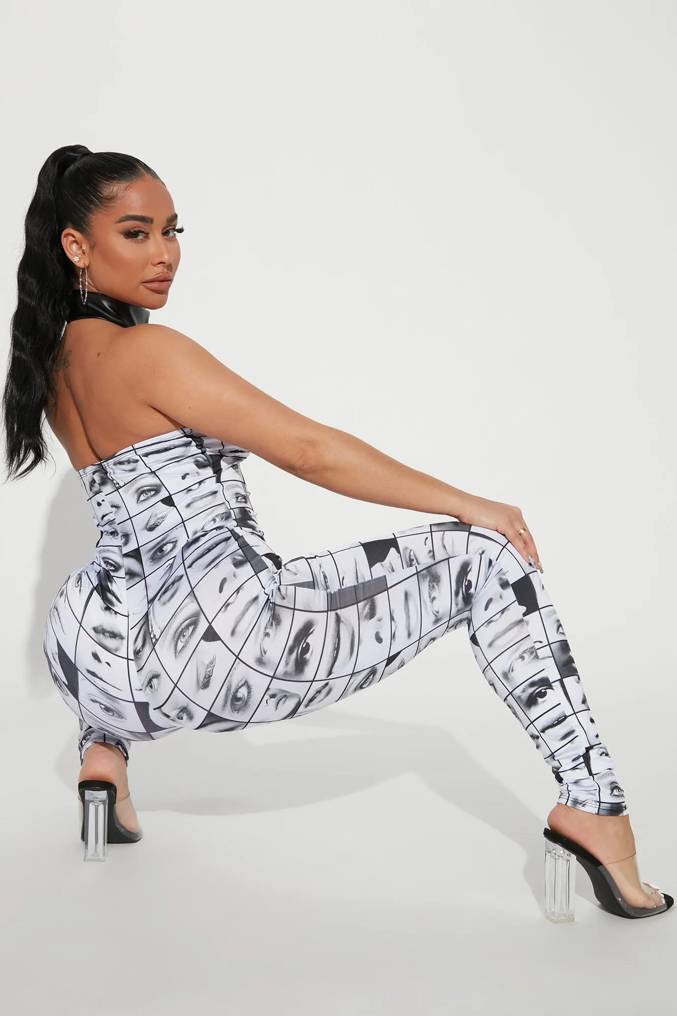 All Eyes On Me Jumpsuit - White/Black