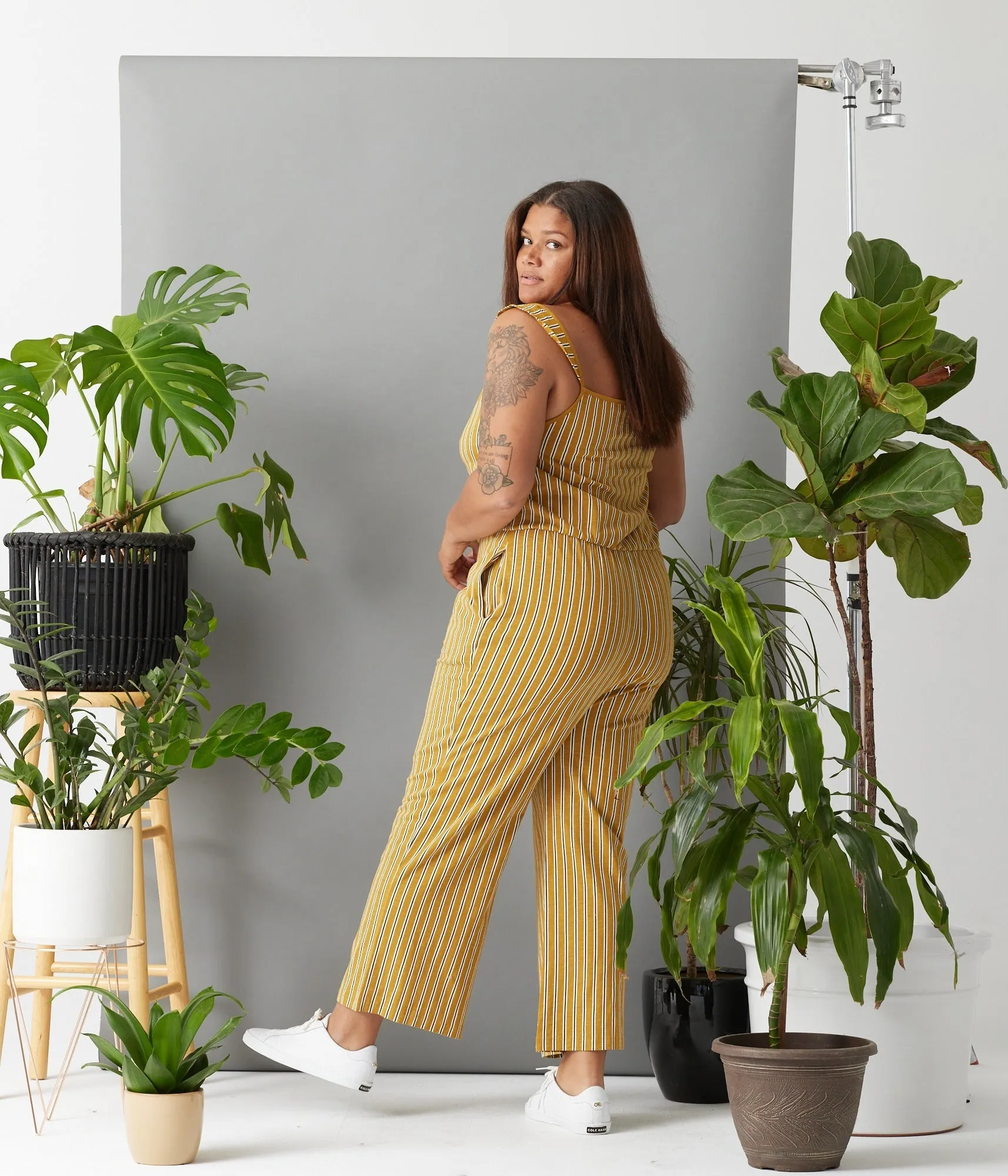 Archie Jumpsuit - Caramel Stripe