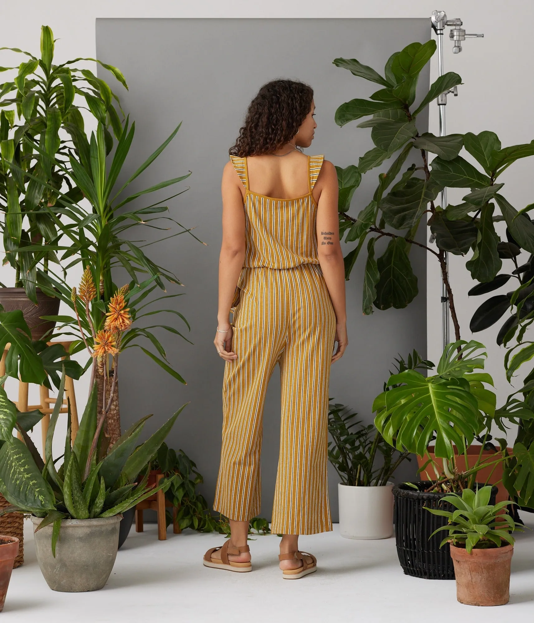 Archie Jumpsuit - Caramel Stripe