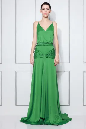 Atonement Green V-neck Dress Backless Prom Dress Inspired Celebrity