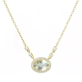 Aura Green Amethyst Gemstone Necklace