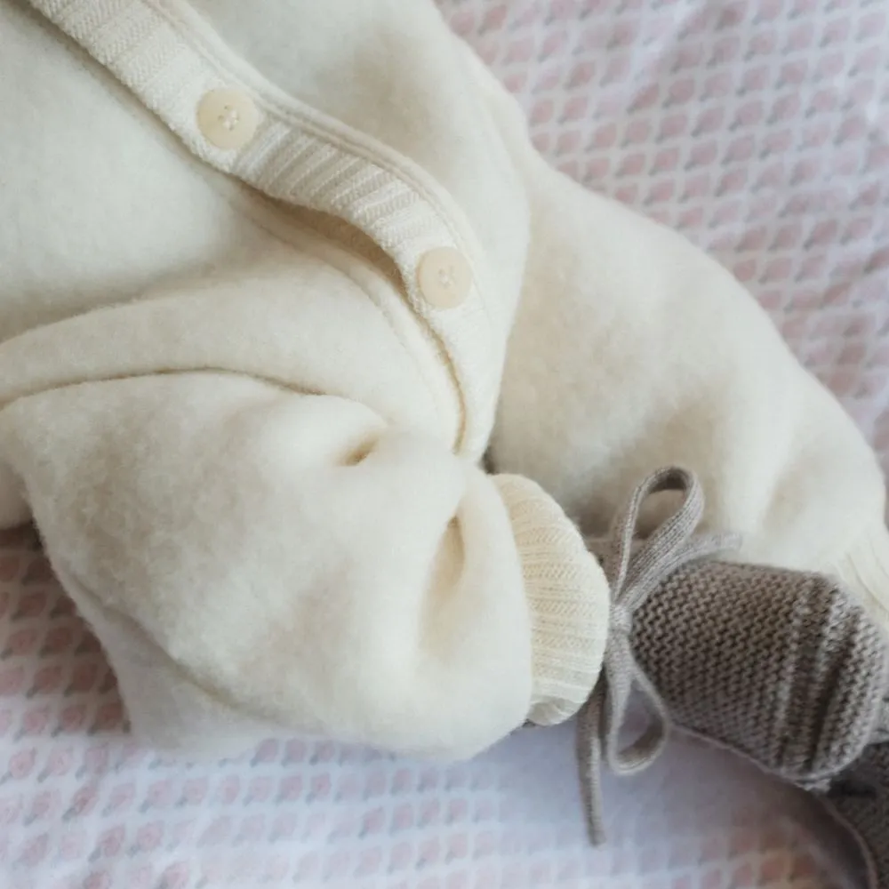 Baby suit - 100% Wool Fleece - Cream