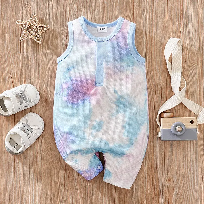 Baby's Sleeveless Summer Comfortable Colorful Design Onesie (4 Colors)