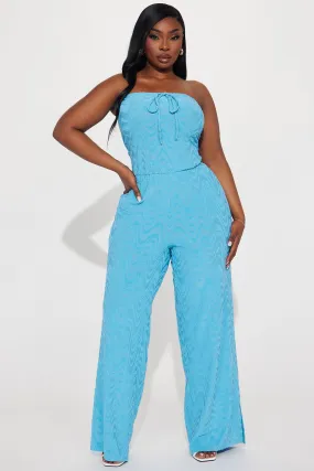 Balcony View Terry Cloth Jumpsuit - Aqua