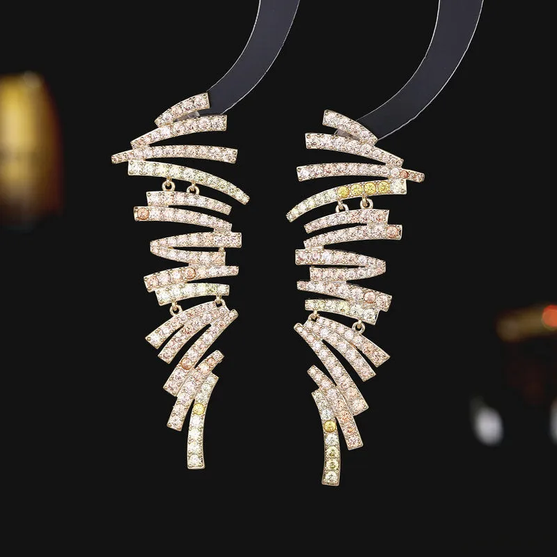 Banquet dress with earrings, trendy designer geometric creative irregular line earrings