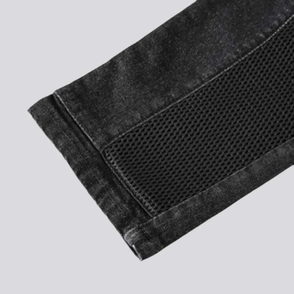 Biker men's stonewashed jeans