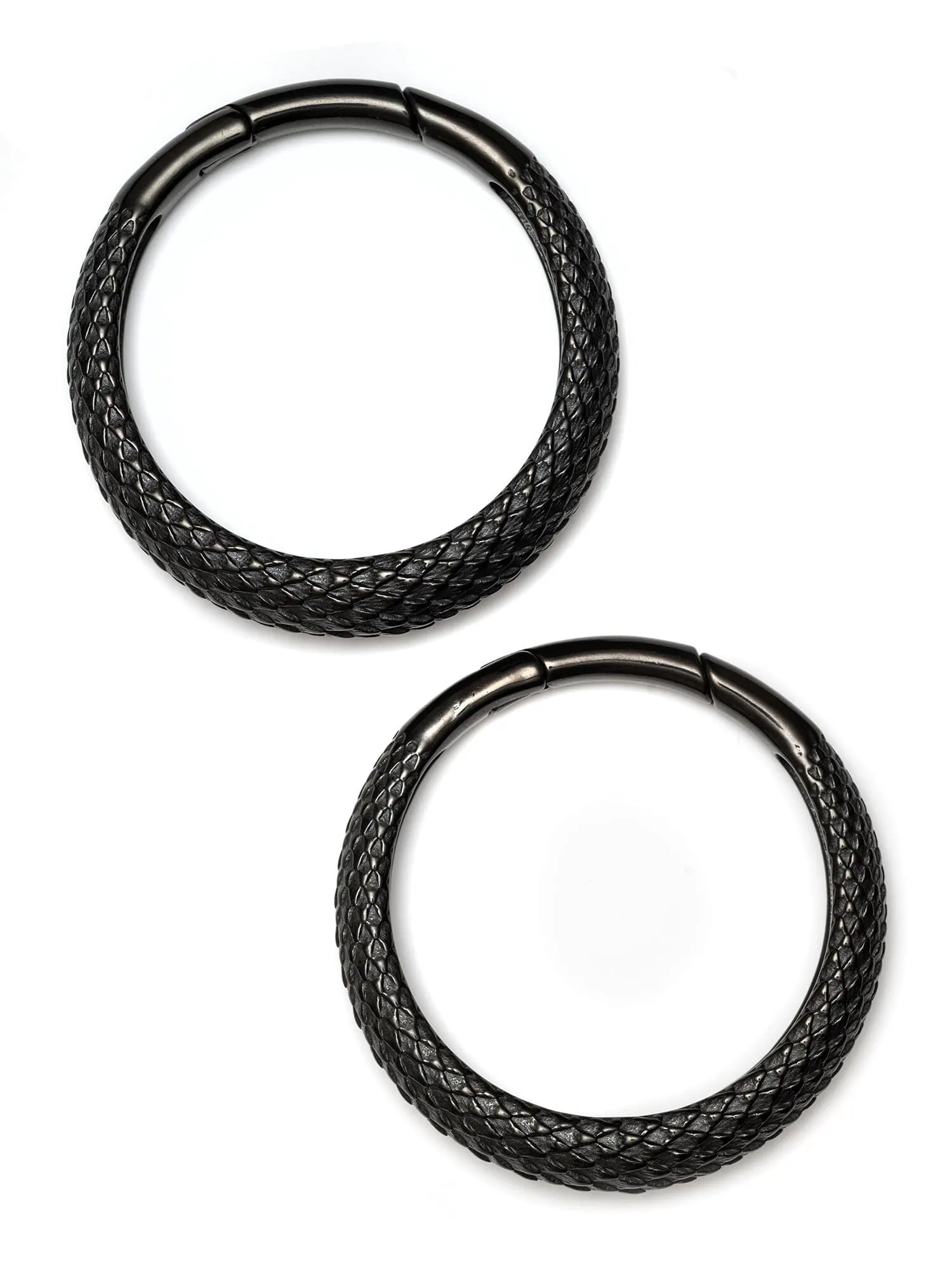 Black Snakeskin Big Hoop Steel Clicker Hangers