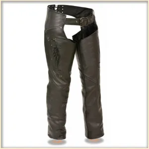 Black Wing hip hugger women leather chap