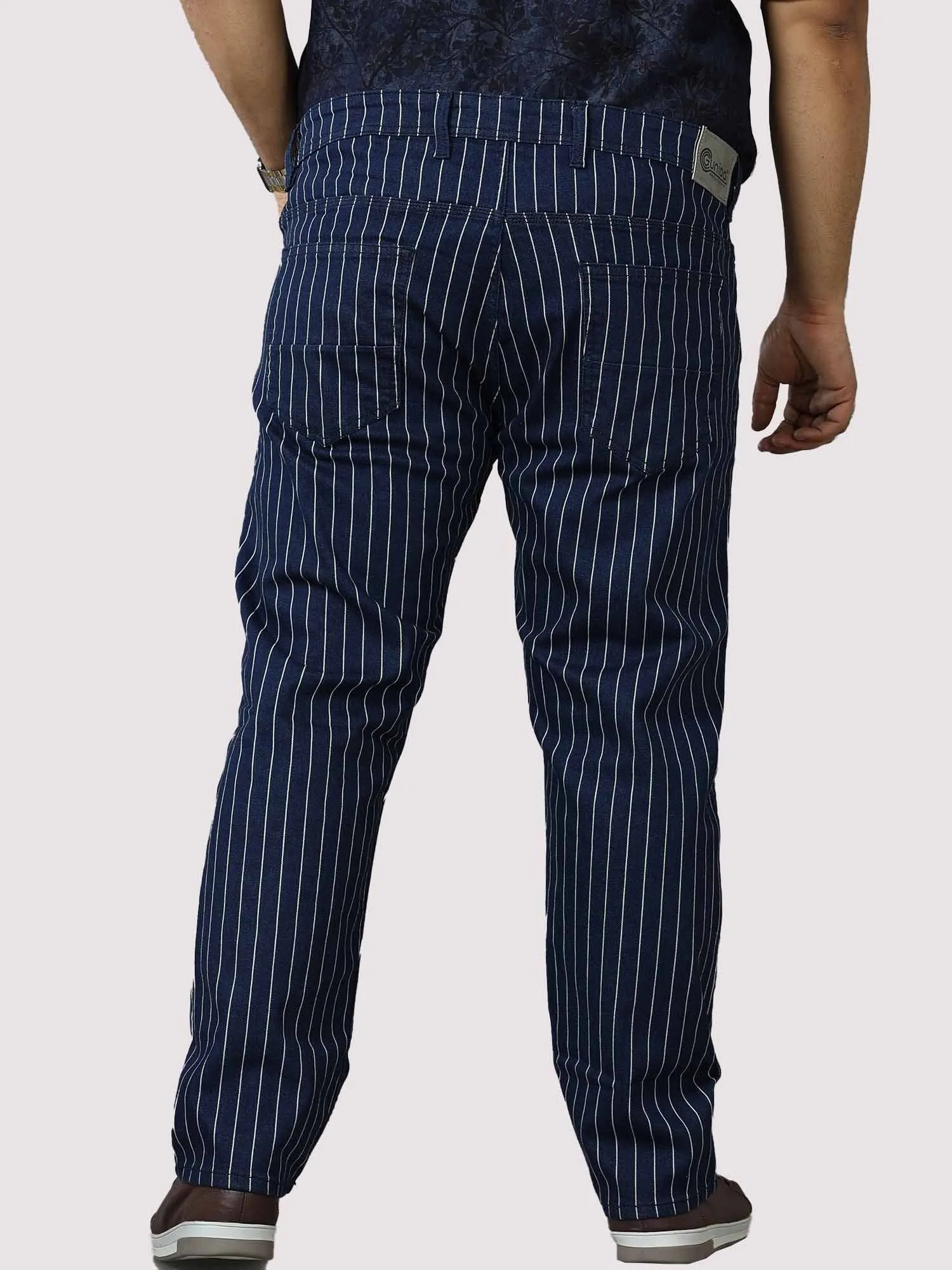 Blue Stripe Stretchable Jeans Men's Plus Size