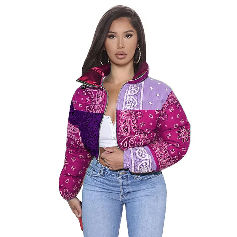 Boho Bandana Print Crop Jackets