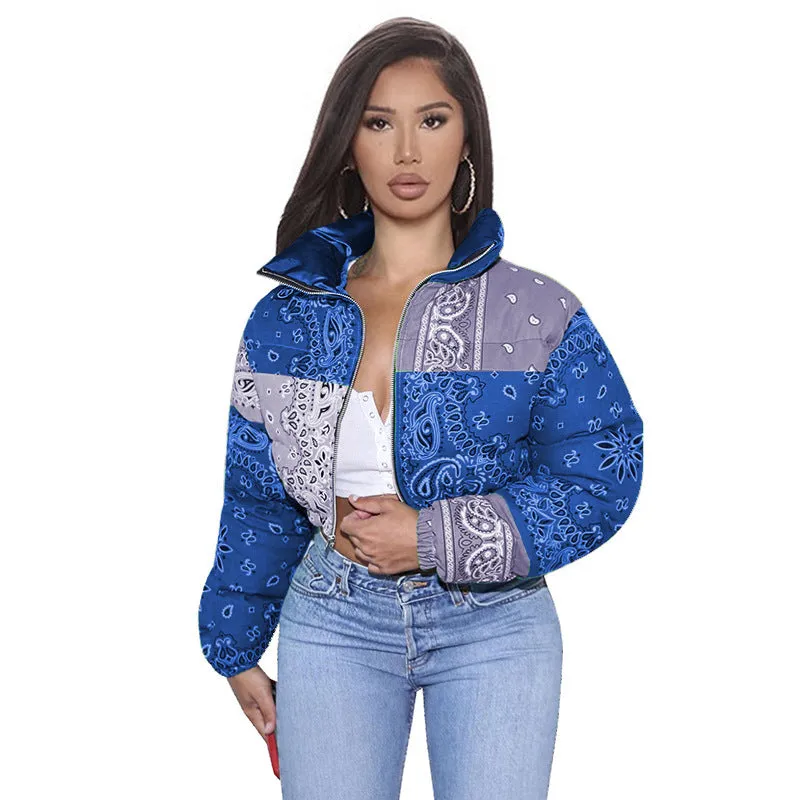 Boho Bandana Print Crop Jackets