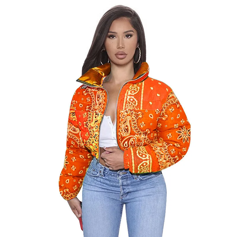 Boho Bandana Print Crop Jackets