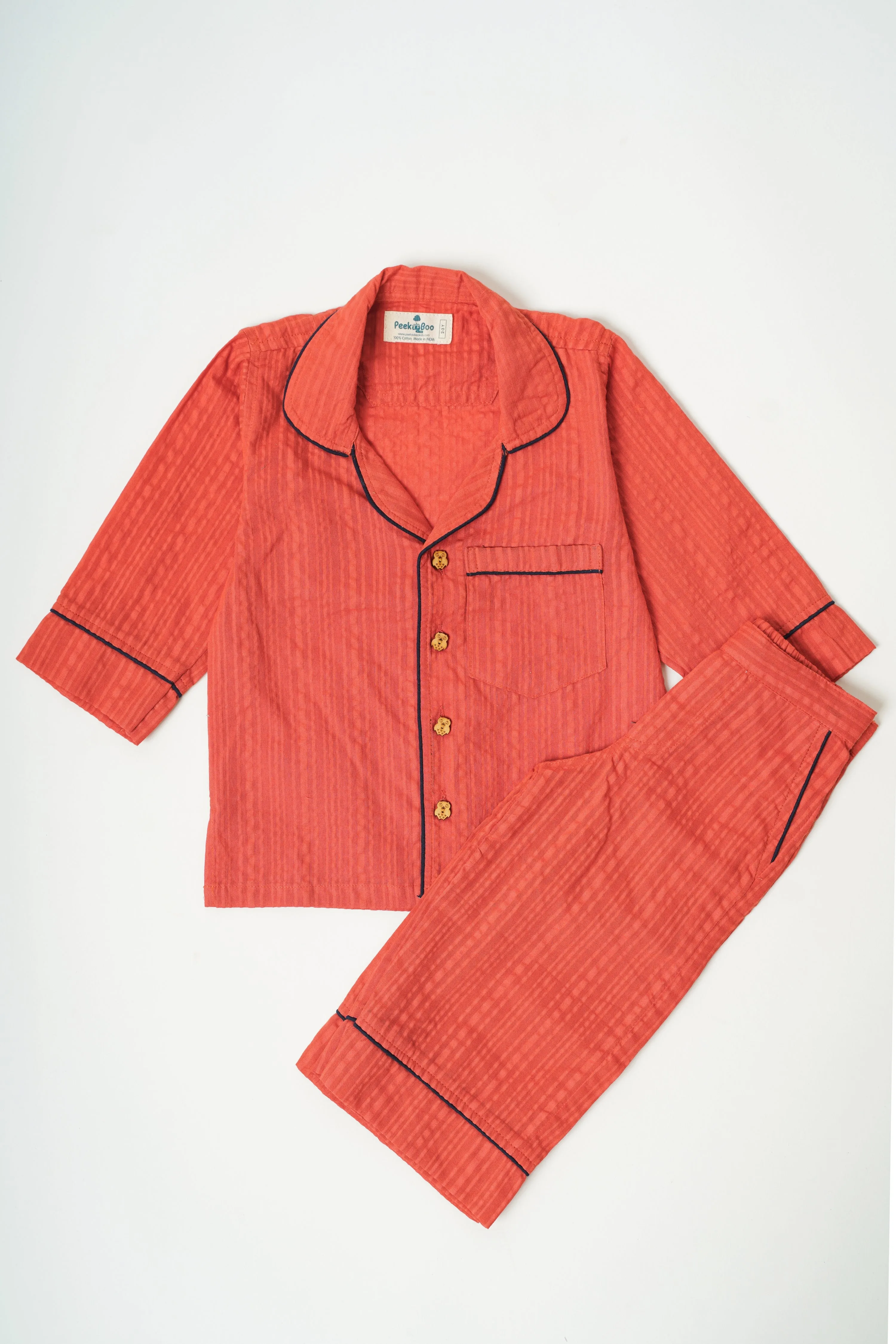 Boys Seersucker 100% super soft Cotton Loungewear - Rust