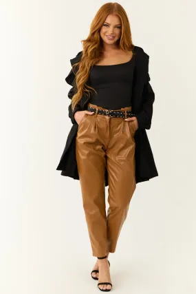 Brown Sugar Faux Leather Straight Leg Pants