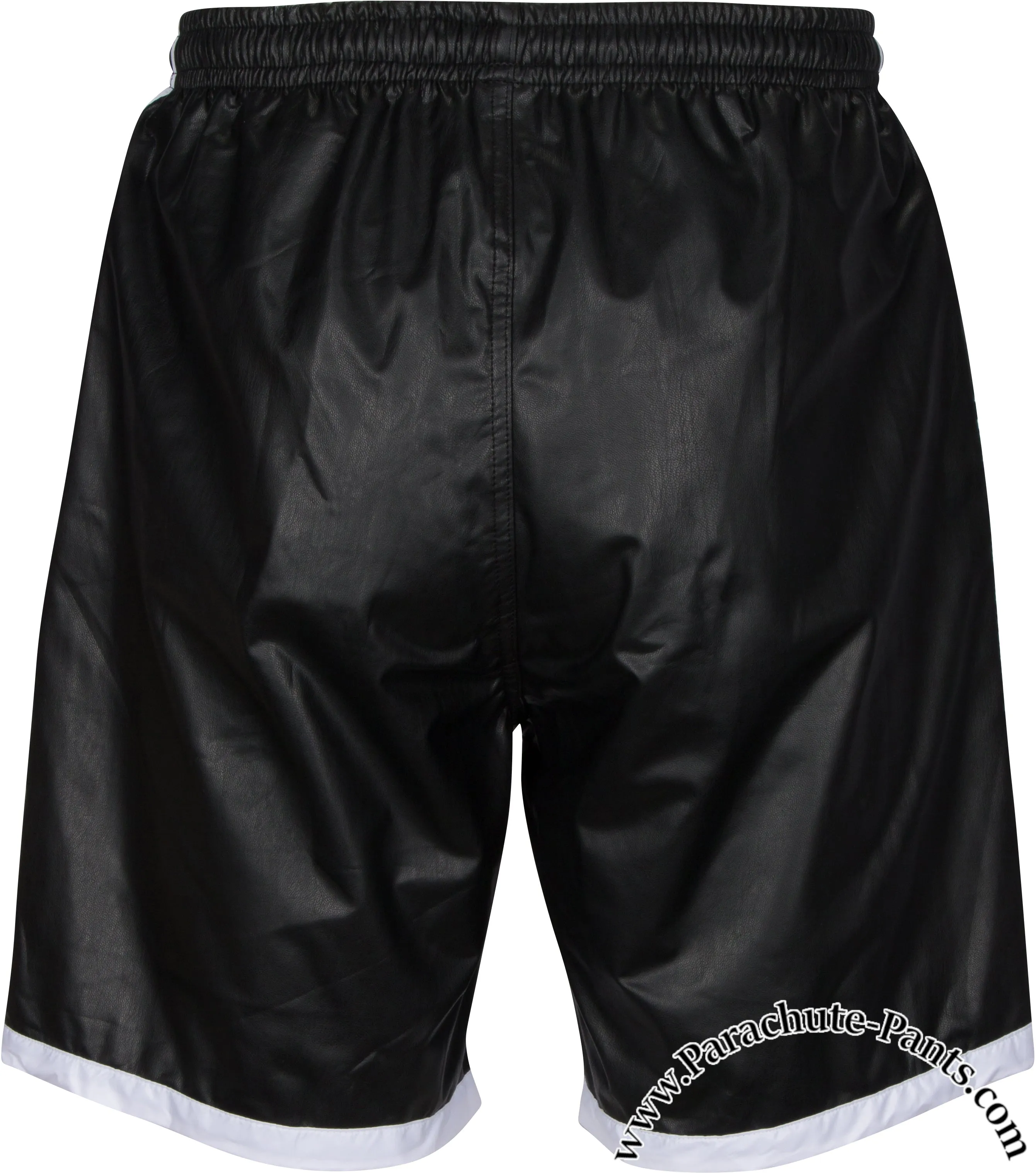 Bruno Black Faux Leather 3-Stripe Shorts