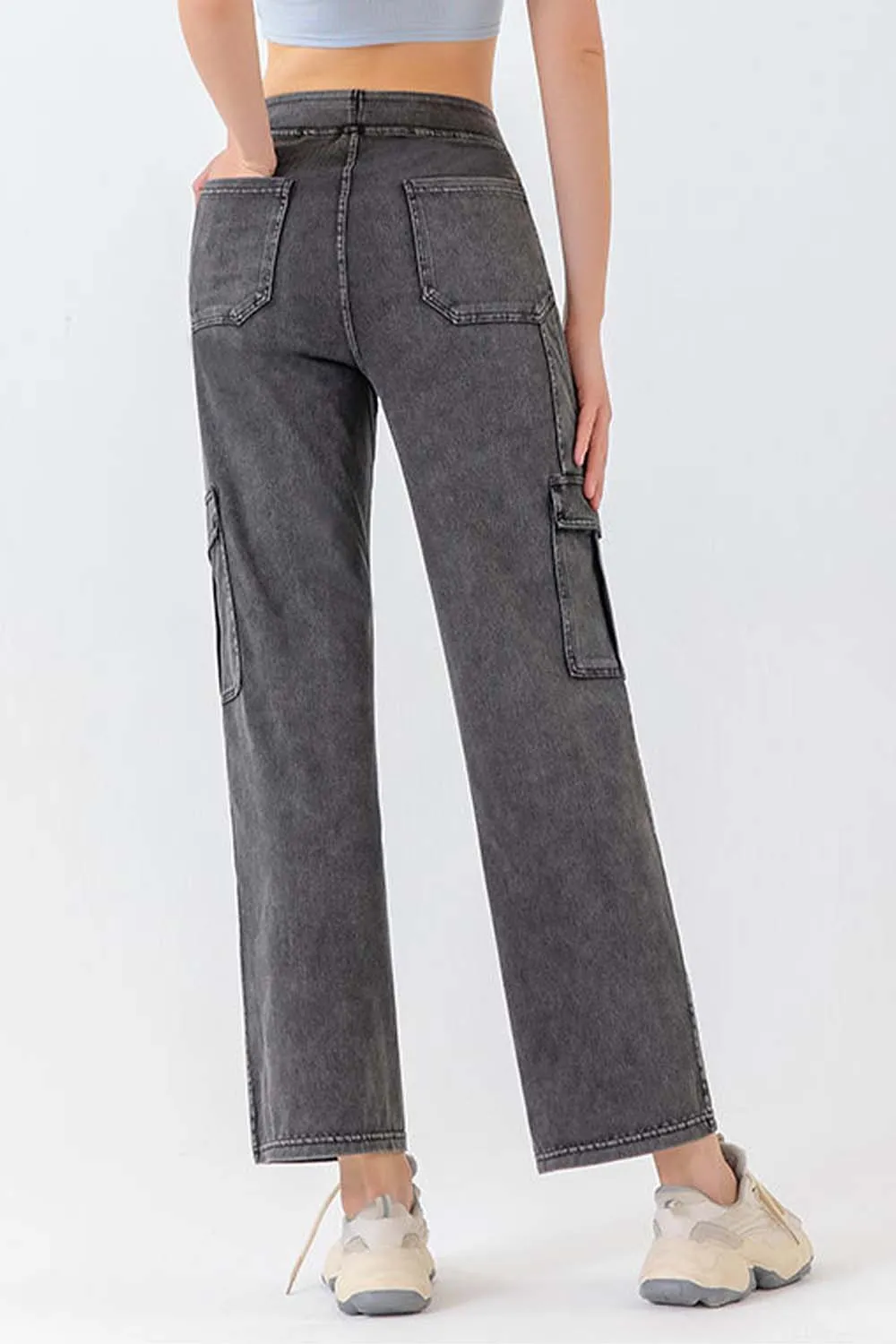 Buttoned Pocketed Long Jeans