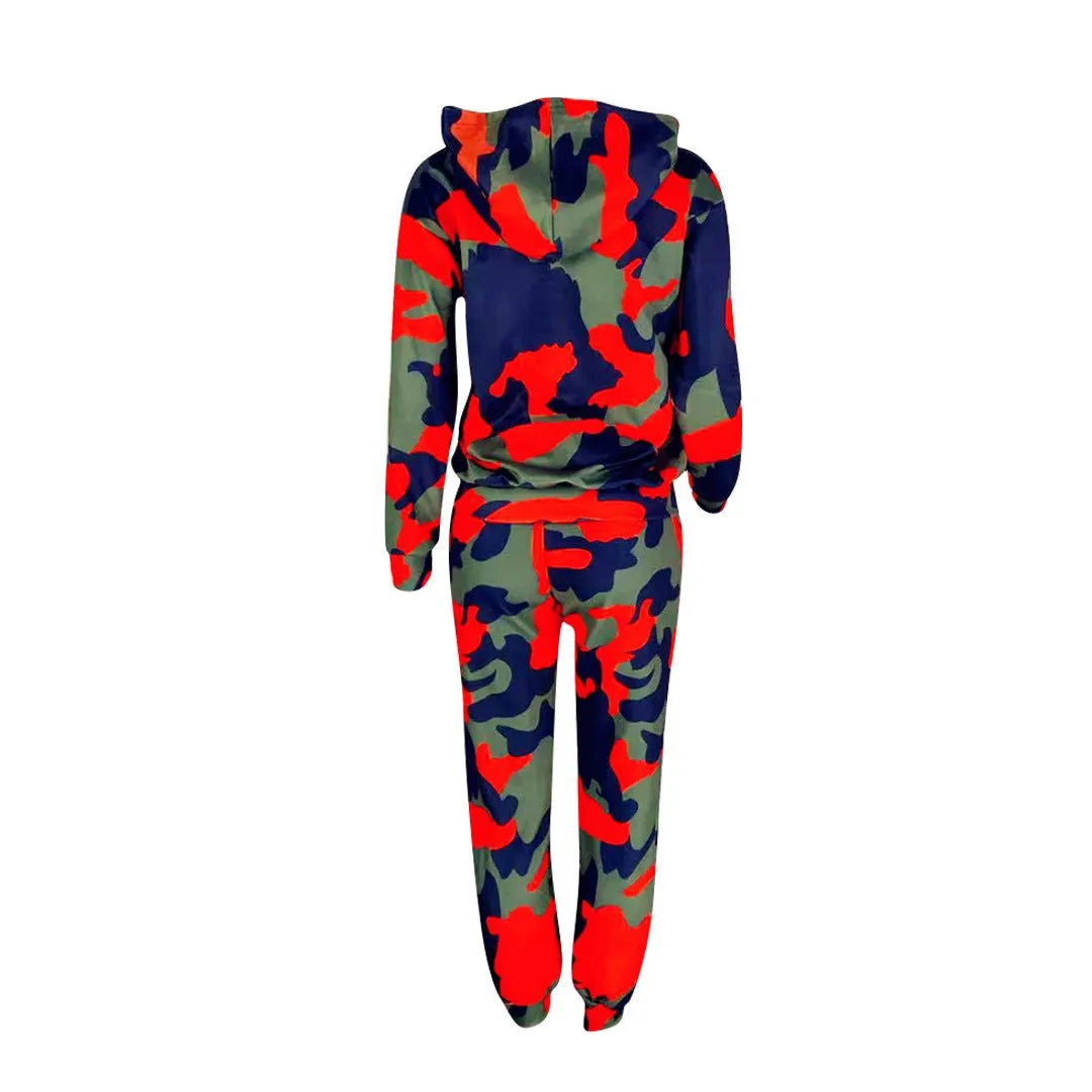 Camouflage Print Knitwear Pantsuit