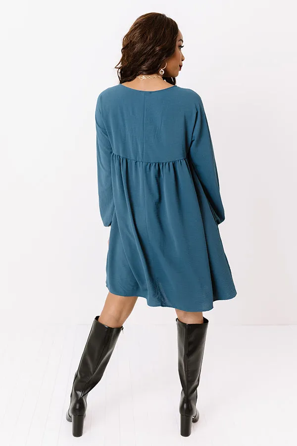 Charming Pose Babydoll Dress In Teal