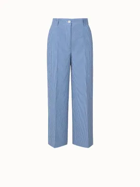 Chiara Cotton Stretch Seersucker Cropped Wide Leg Pants