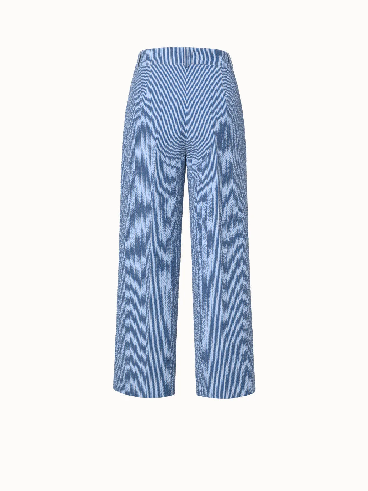 Chiara Cotton Stretch Seersucker Cropped Wide Leg Pants