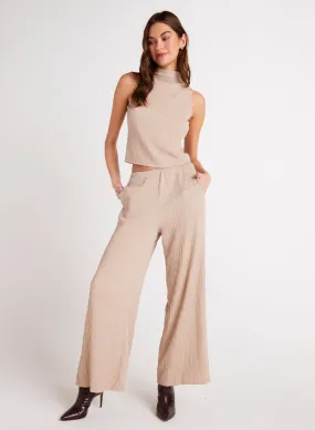 Clean Wide Leg Pant - Light Oak