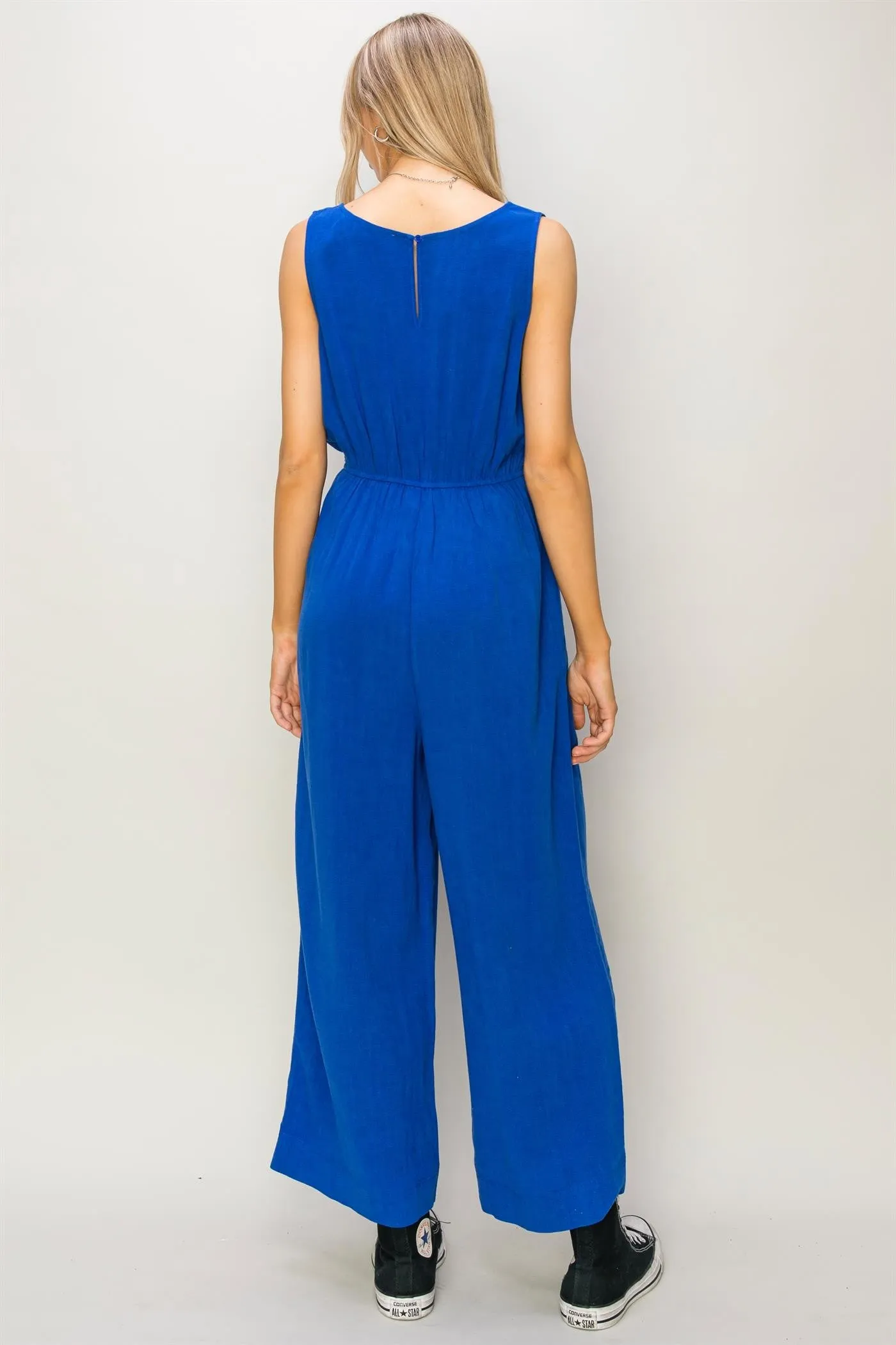 Cobalt Sleeveless Linen Jumpsuit