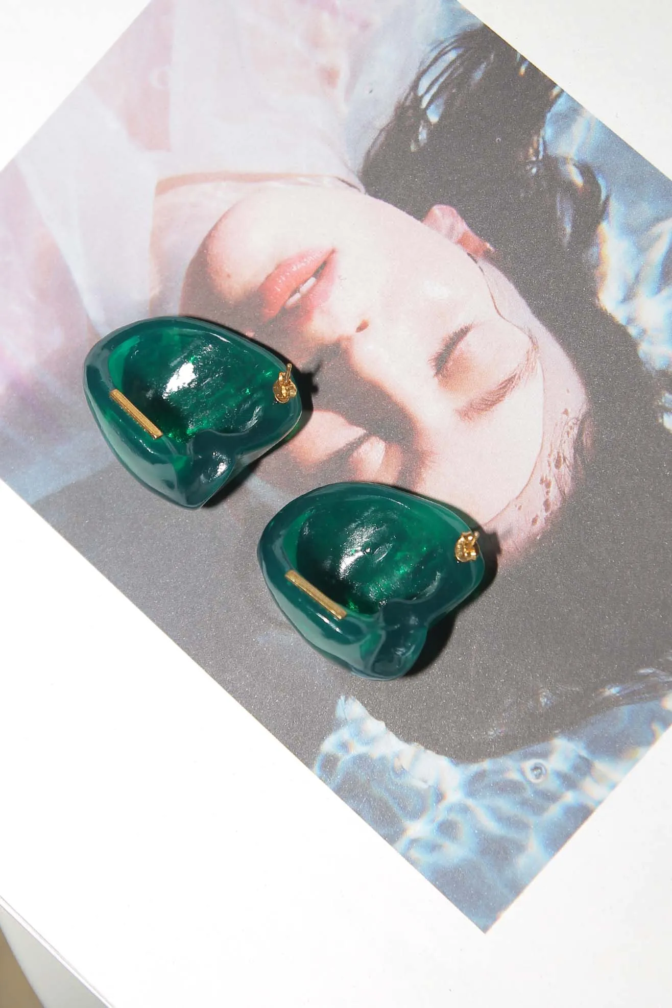 COMPLETEDWORKS, Randomised Organic Shape Earrings, Green