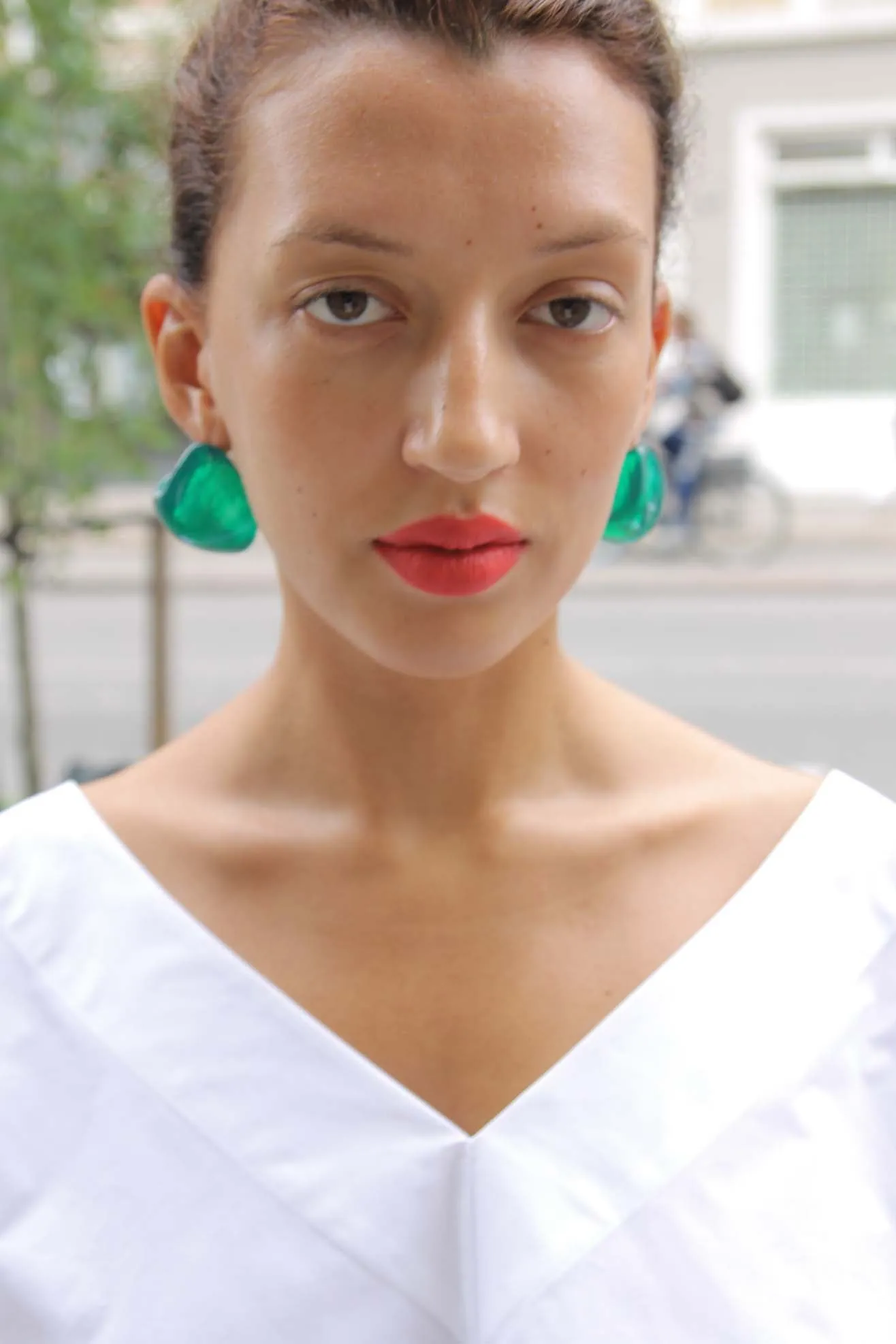 COMPLETEDWORKS, Randomised Organic Shape Earrings, Green