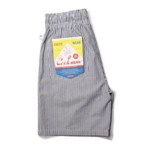 Cookman Chef Short Pants - Seersucker Stripe Navy