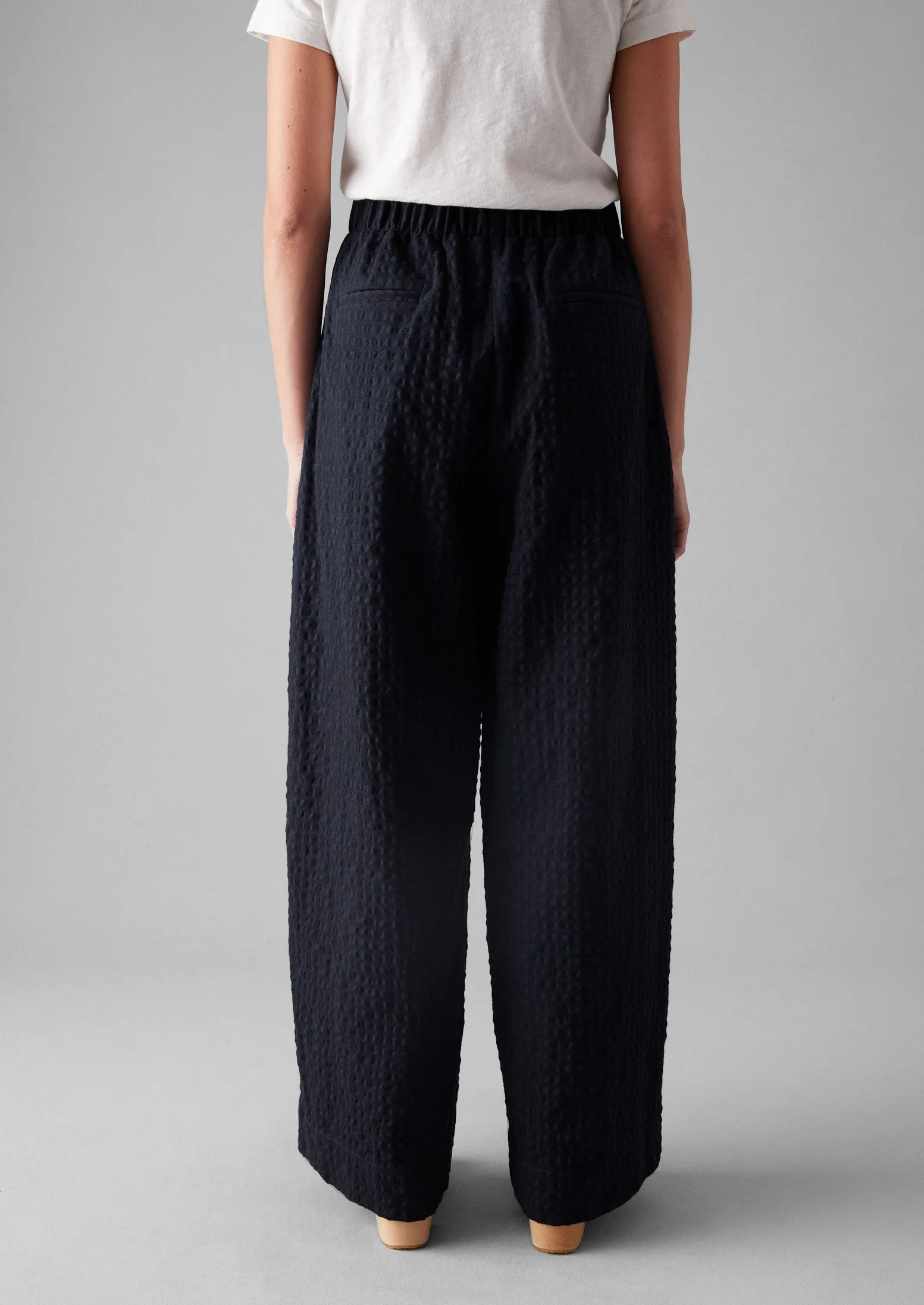 Corinne Herringbone Wide Leg Pants | Navy