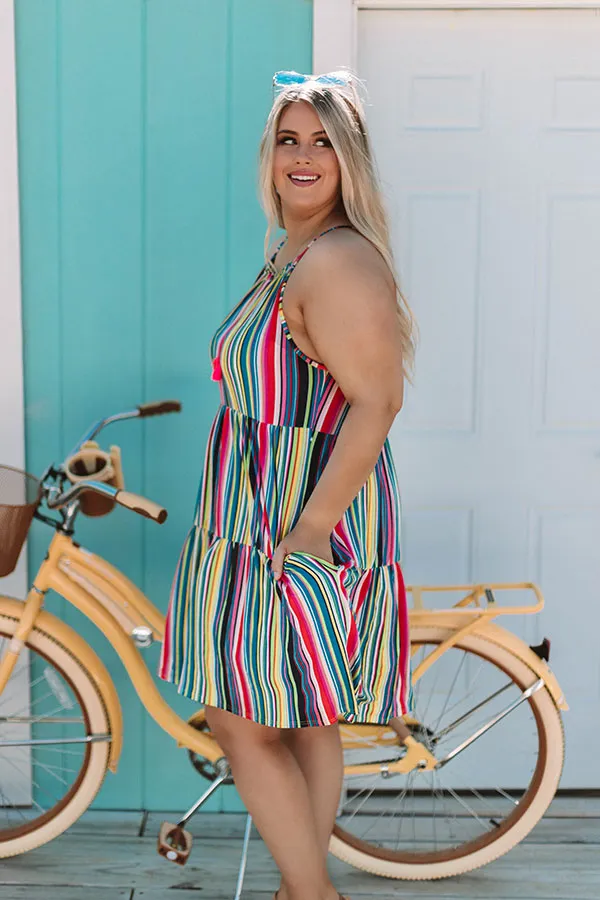 Cruising Down Sunset Stripe Dress in Lime Curves