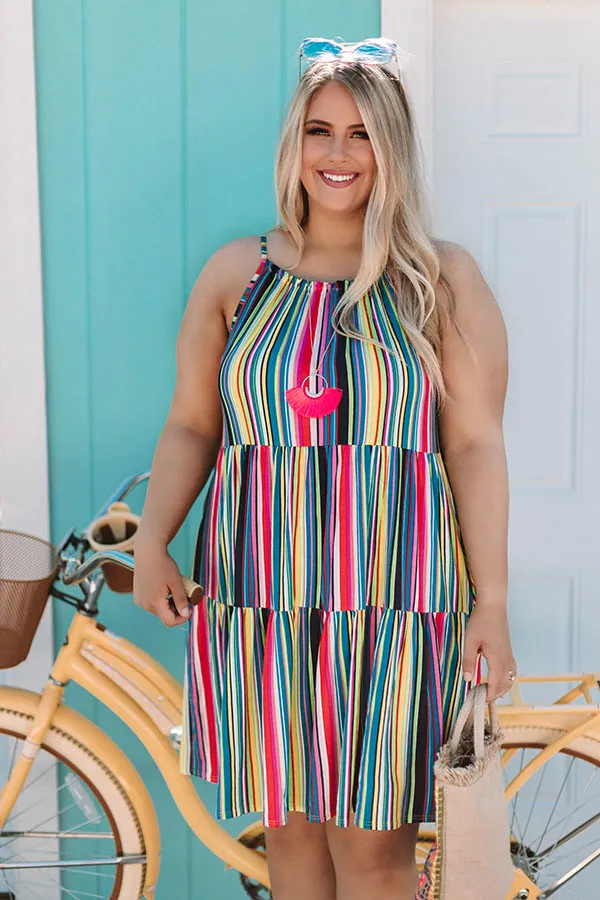 Cruising Down Sunset Stripe Dress in Lime Curves