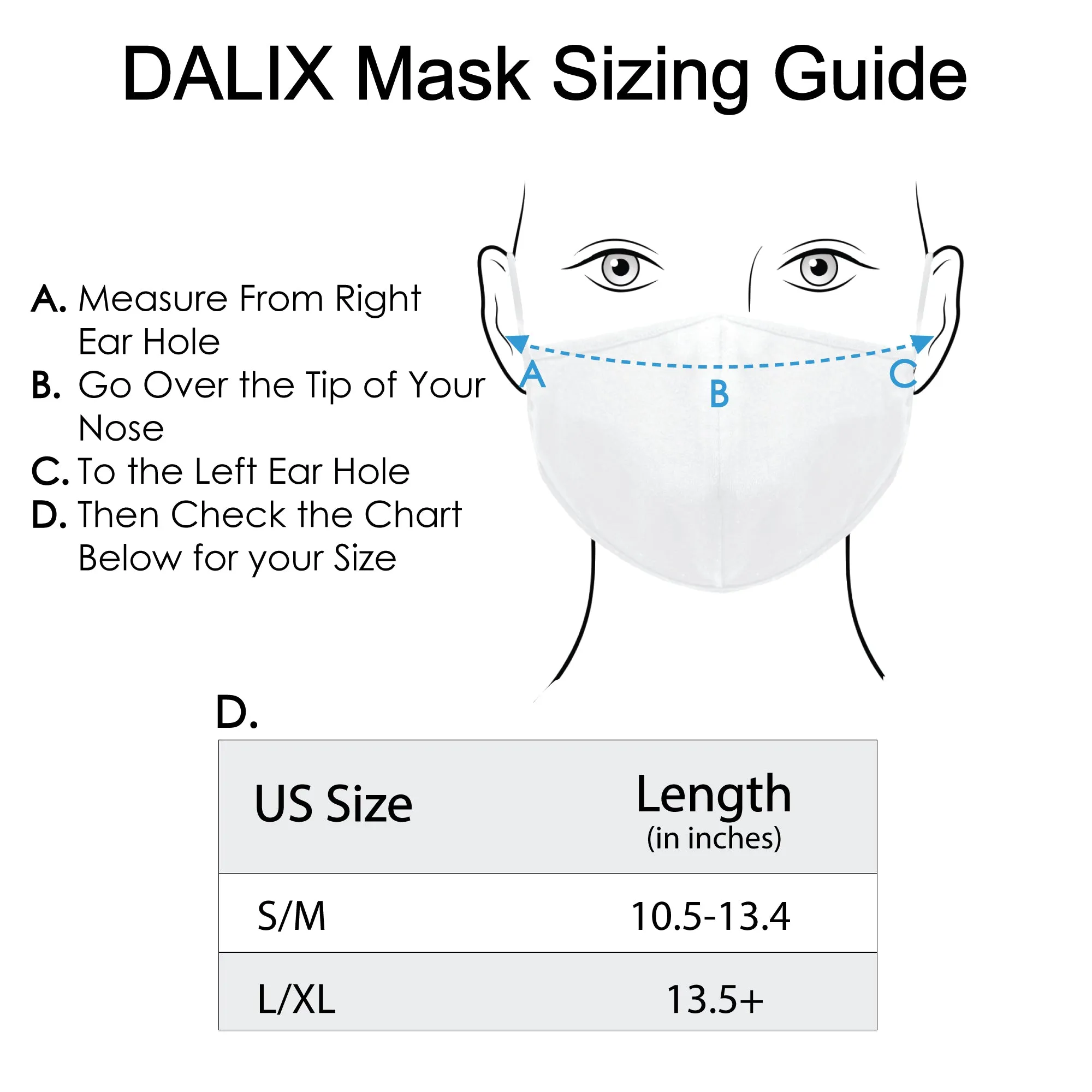 DALIX Cloth Face Mask Reuseable Washable Made in USA - S-M, L-XL Size (20 Pack)