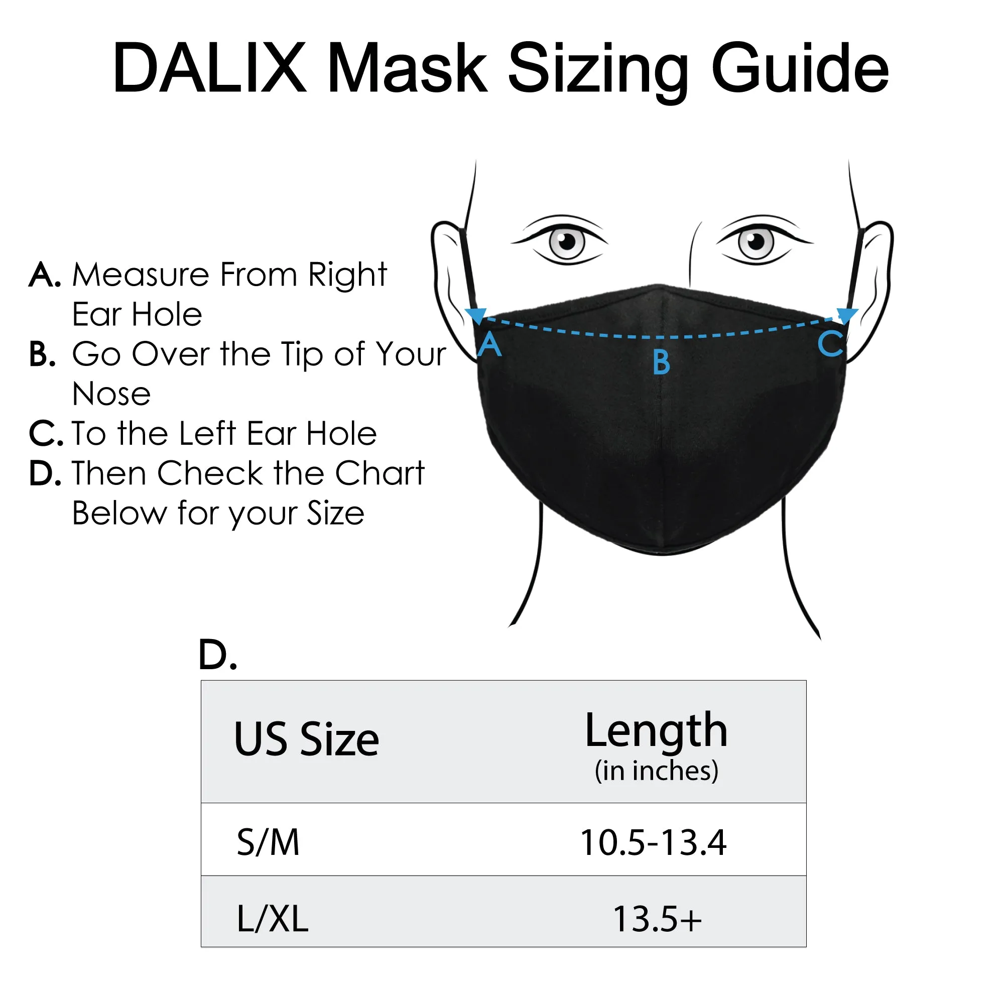 Dalix  Cloth Face Mask Reuseable Washable Made in USA - S-M , L-XL Size (3 Pack)