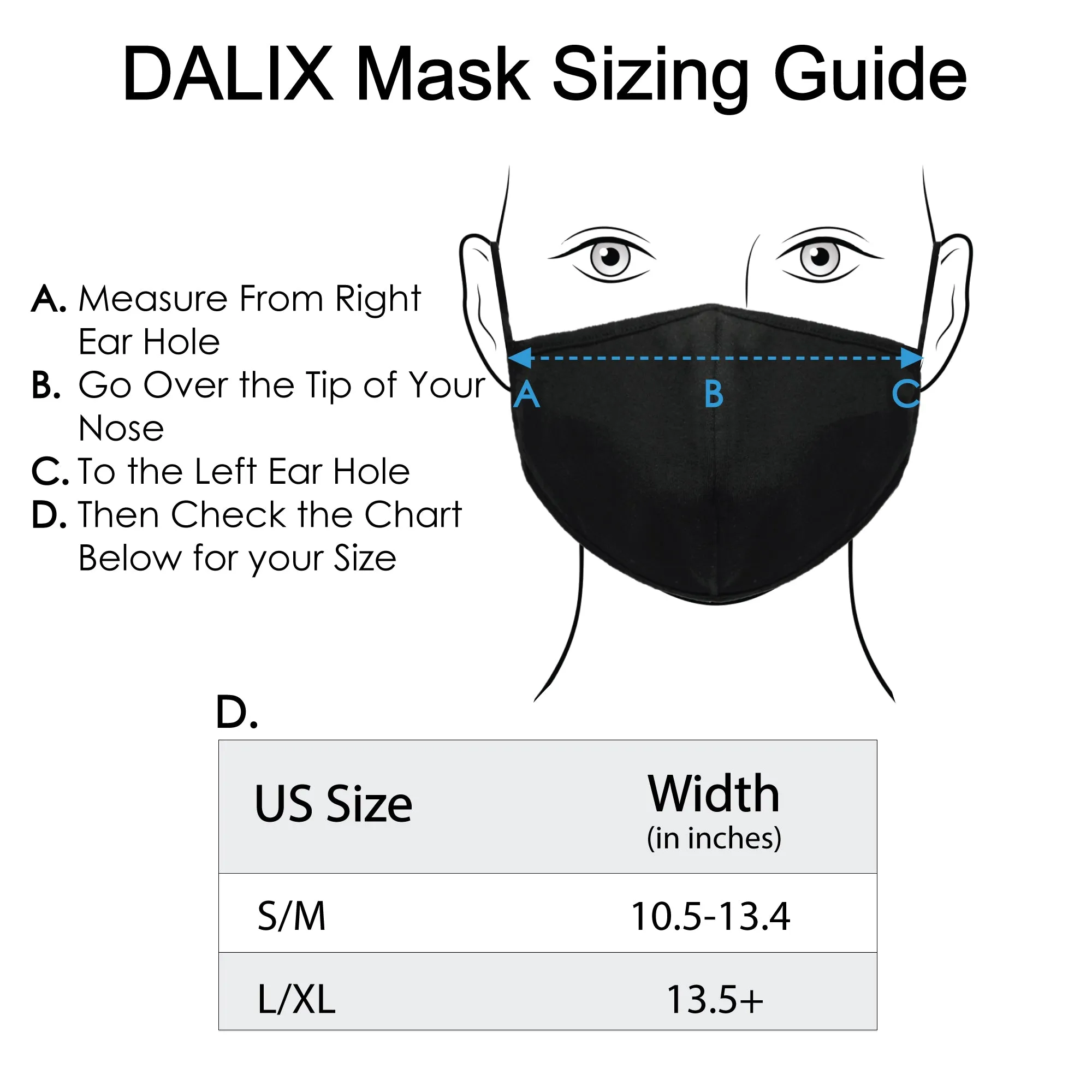 DALIX Cloth Face Mask Reuseable Washable Made in USA - S-M , L-XL Size (5 Pack)