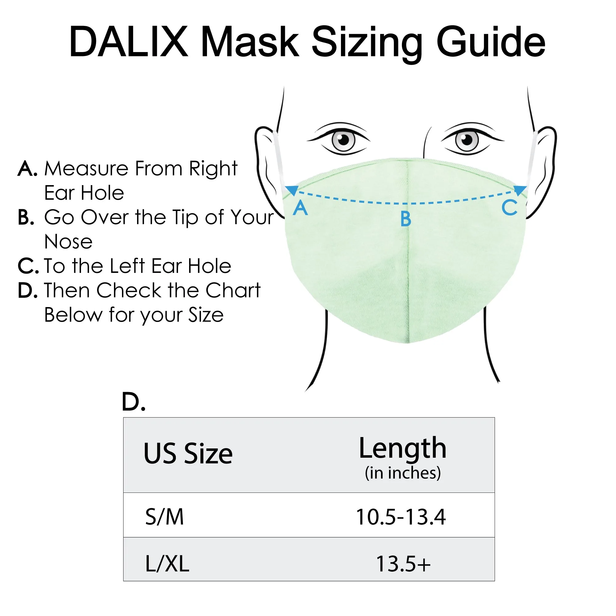 Dalix Cloth Face Mask Reuseable Washable Made in USA - S-M , L-XL Size