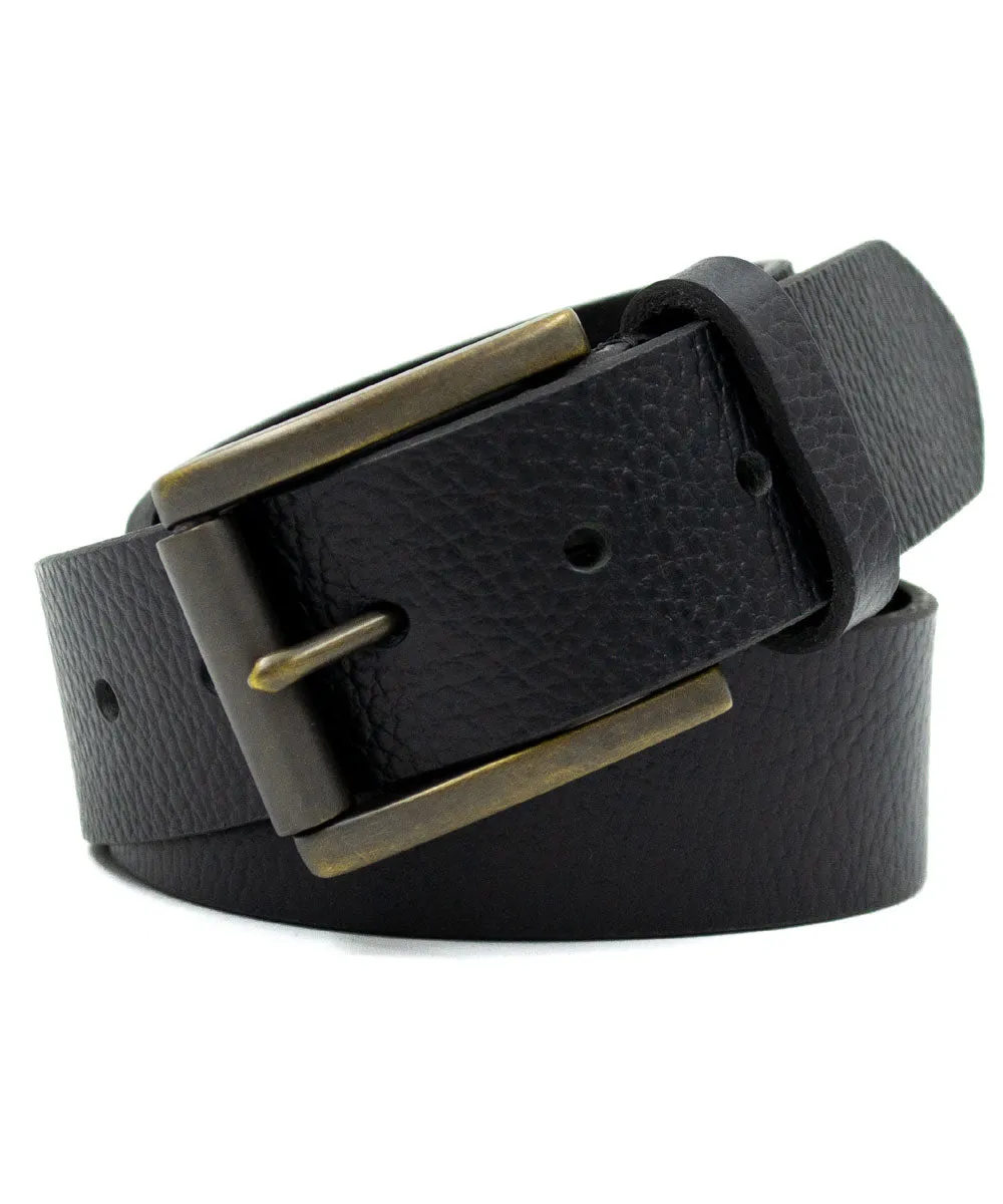 Dave's New York Pebbled Leather Belt - Black